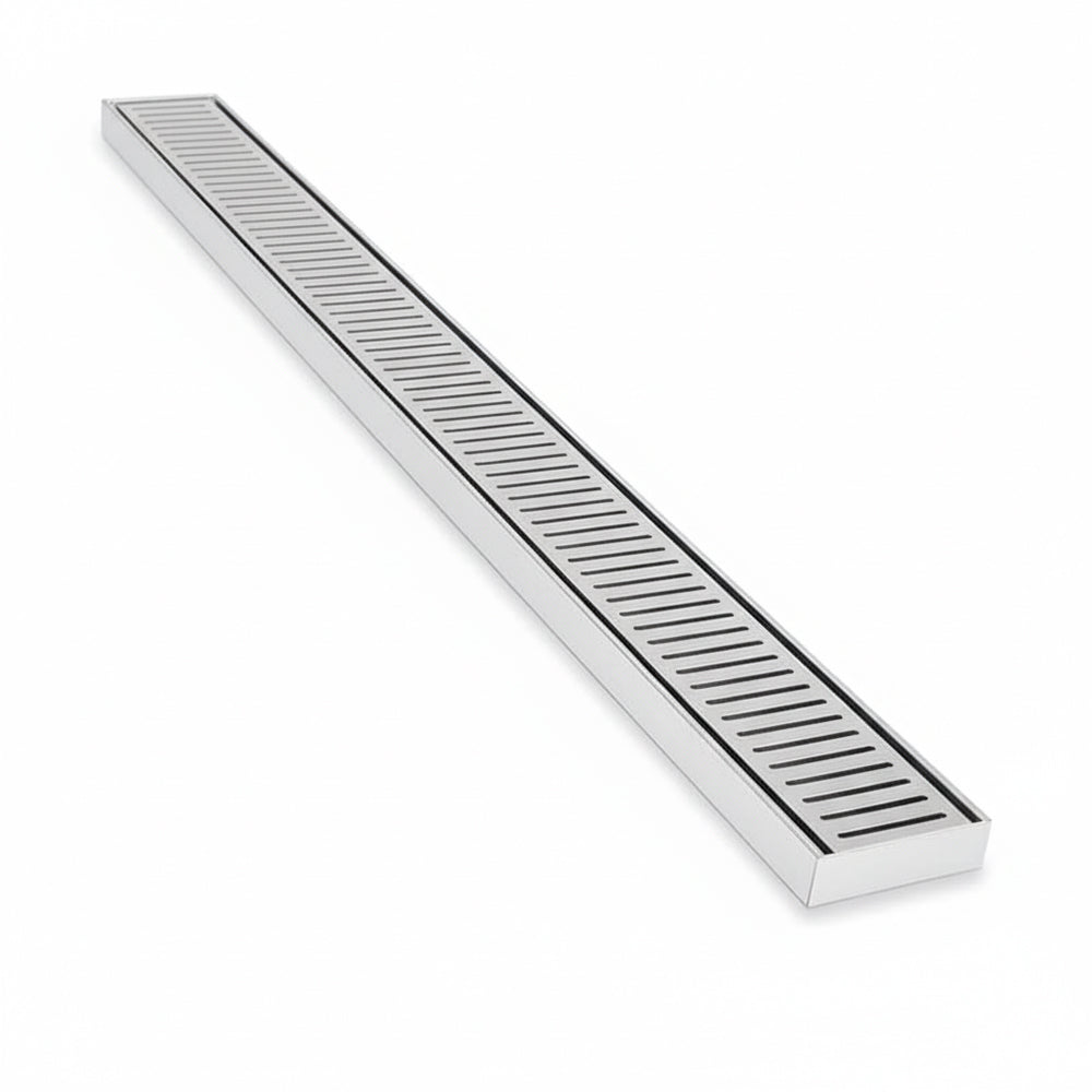 Custom Made Slimline Shower Grate Drain Brush Nickel 300-3000x100x21mm
