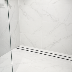 Aluminium Slimline Tile Insert Shower Drain Matt Black - Takes Tiles Up To 20mm