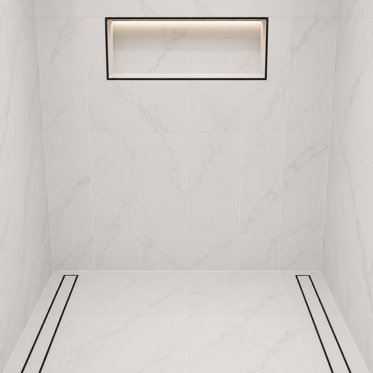 Aluminium Slimline Tile Insert Shower Drain Matt Black - Takes Tiles Up To 20mm