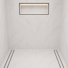 Aluminium Slimline Tile Insert Shower Drain Matt Black 300-3000x100x21mm