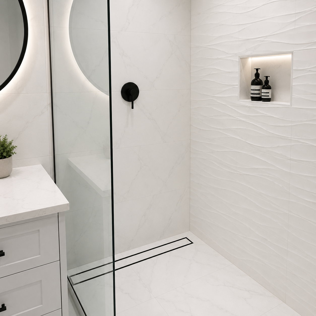 Aluminium Slimline Tile Insert Shower Drain Matt Black - Takes Tiles Up To 20mm