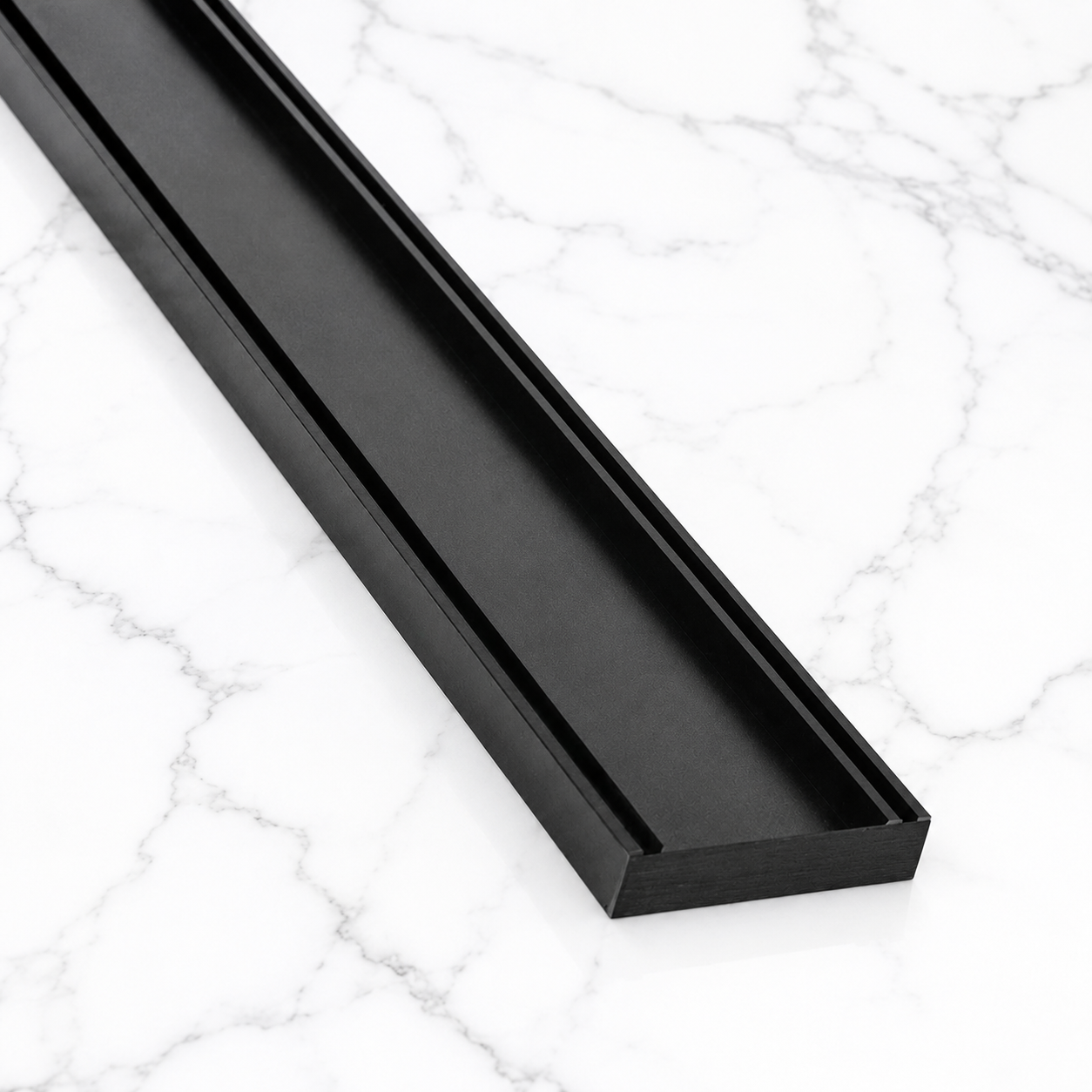 Aluminium Slimline Tile Insert Shower Drain Matt Black - Takes Tiles Up To 20mm