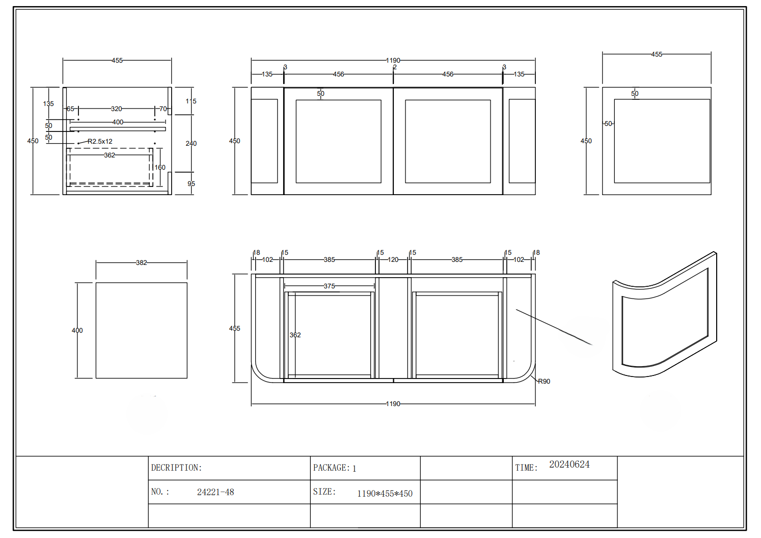 Curved Shaker Wall Hung Matt White Vanity Unit 1200mm WH24221_1200_MW