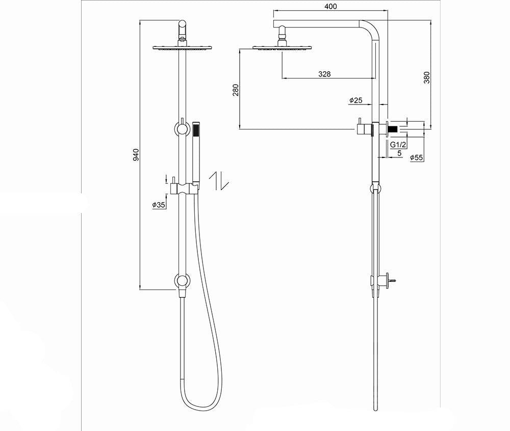 Antique Brass Dual Shower with Diverter WS531F