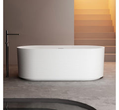 1700mm Fluted H Groove Matt White Freestanding Bath