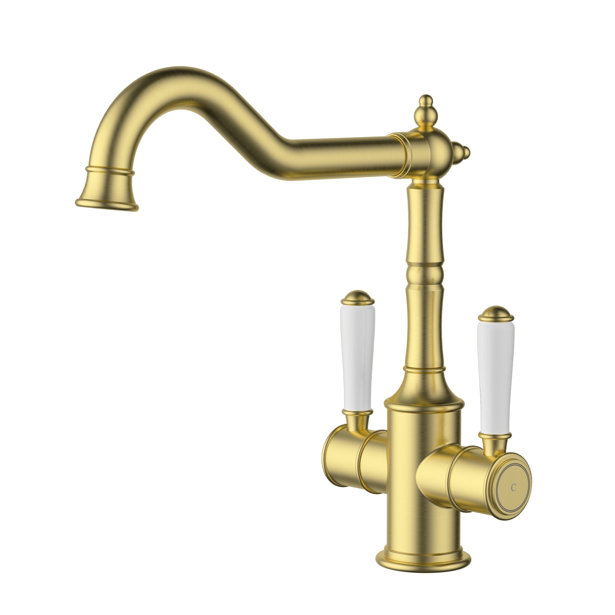 Clasico Twin Handle Gooseneck Sink Mixer Ceramic Handle HYB868-105A-BG
