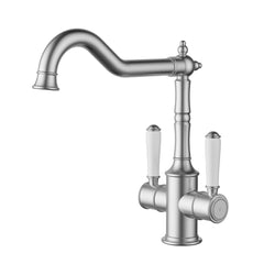 Clasico Twin Handle Gooseneck Sink Mixer Ceramic Handle HYB868-105A-BN