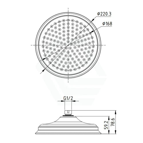 Clasico 220mm Round Brass Chrome Shower Head - PRB083