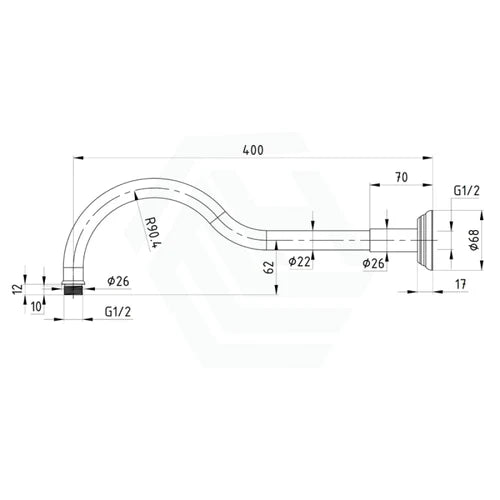 Clasico Round Chrome Curved Shower Arm Brass -PRY018