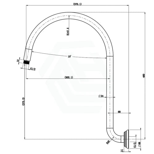 Clasico Round Matt Black High-Rise Shower Arm Brass -PRY028MB