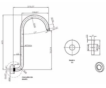 Clasico Gooseneck Round High-Rise Shower Arm Matt Black PRY038-MB